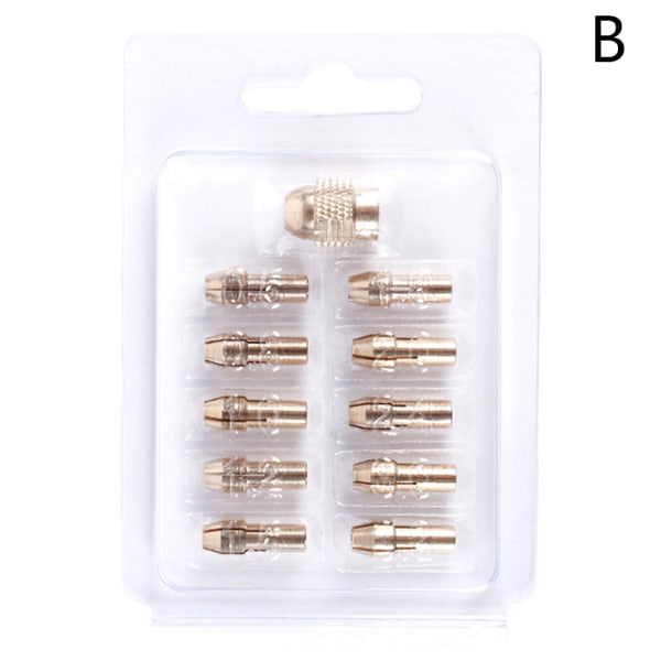 10/11 st Mini borrhylsa Chuck 0,5-3,2 mm diameter mässingschuckar gold +11pcs