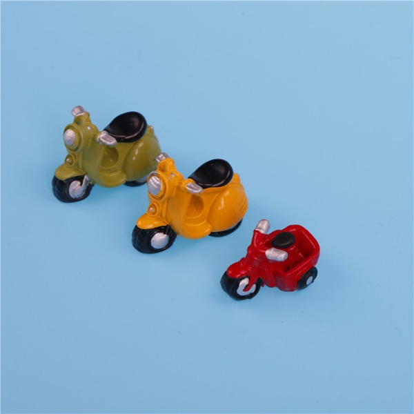 Dukkehus Miniature trehjulet motorcykel Micro Landscape Fairy G Yellow