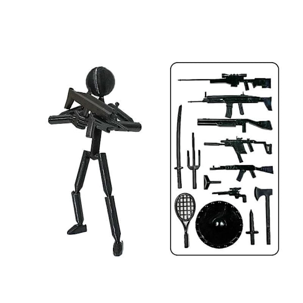 Multi-ed Multi Stickman Legetøj Bevægelig 3D Printet Mannequin Figur Black