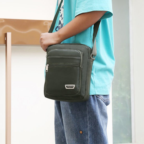 Axelväskor Resor Casual Förvaring Axelväska Messenger Bags Green 4 zippers