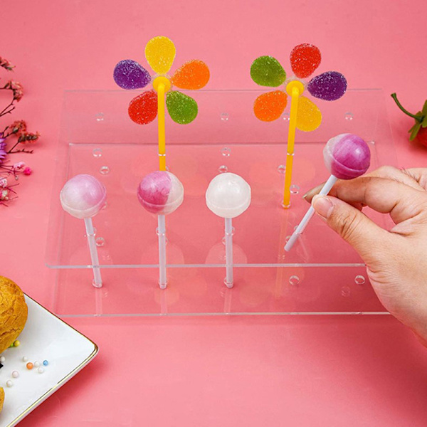 20 reikää Akryyli Lollipop näyttöteline suorakulmio karkkipidike