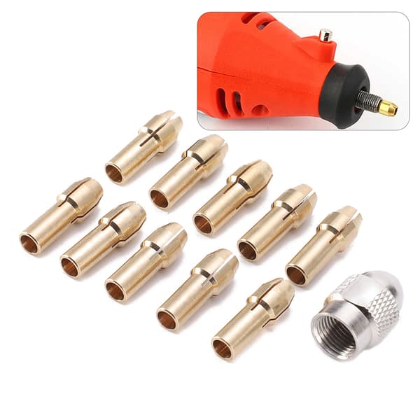 10/11 stk mini borespændepatron 0,5-3,2 mm diameter messing patroner 10pcs