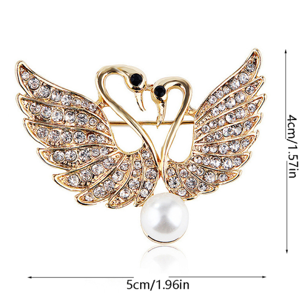 e Crystal Swan Brosch Pins Strass Broscher Smycken Pins Gold