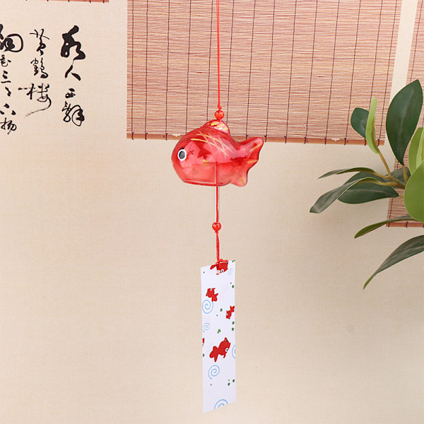 Wind Chime Chimes Glas Guldfisk Have Hængende Decor Red
