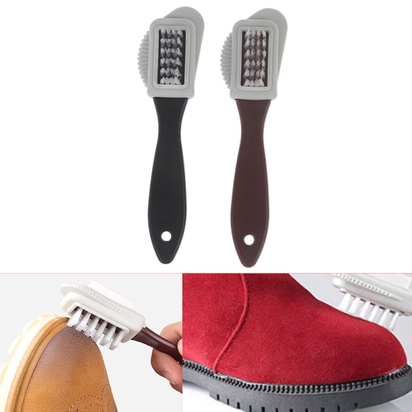 2-sidig rengjøringsbørstesett for Nubuck-sko i semsket skinn Boot C Red