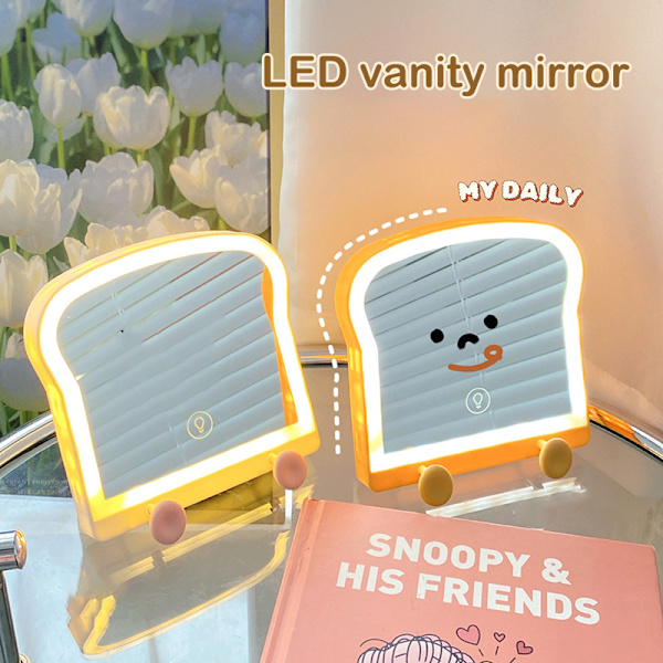 1 STK LED Lys Sminkespeil Dagslys Vanity Mirror Brown