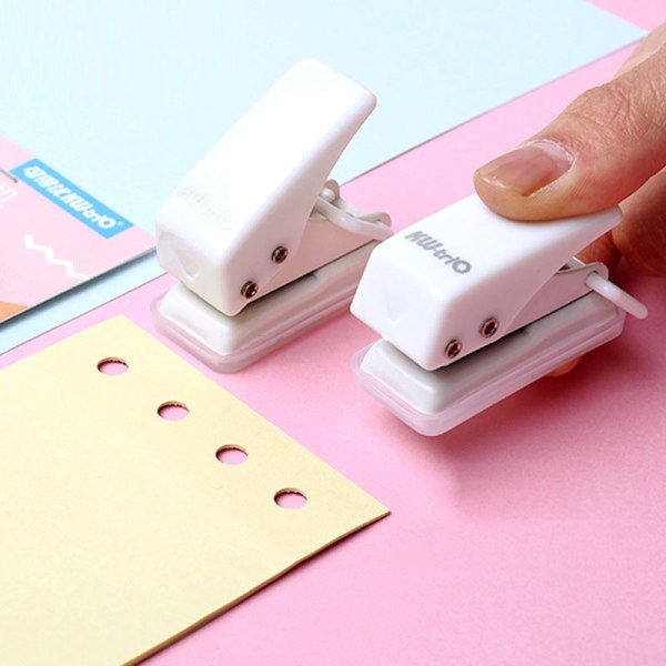 e Mini Single Hole Shape Punch for Planner Disc Ring DIY Pink