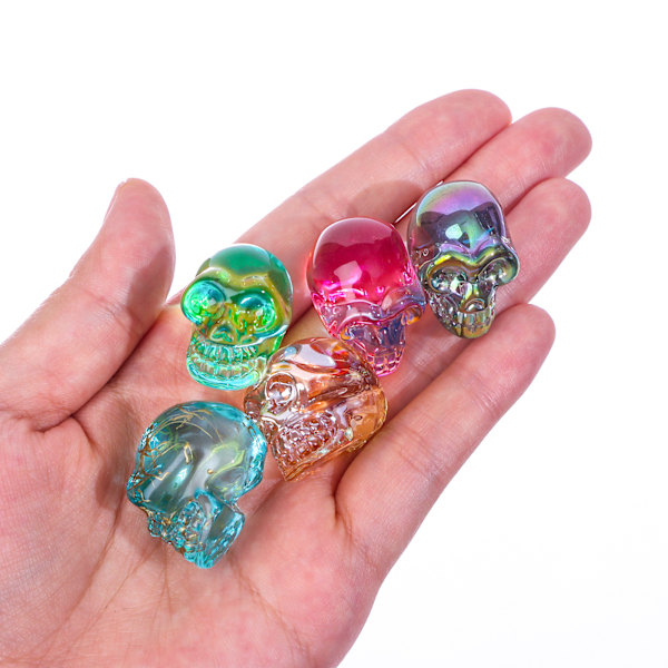 10 Stk Gemstone Carving Skull Skjelett dekor Brown