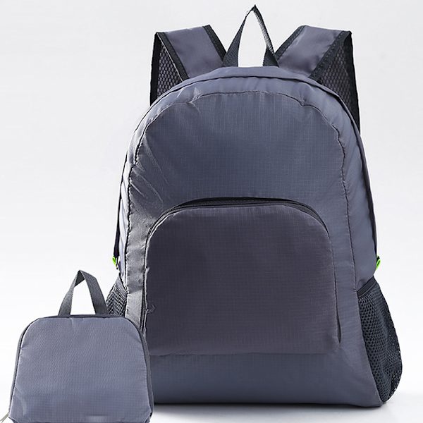 Vikbar ryggsäck Camping Vandring Resor Dagsäck Bag Outdoor Gray