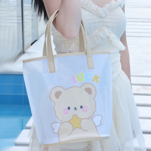 Summer Girl Jelly Bag Cartoon Bear Klar axelväska A3 32*8*28