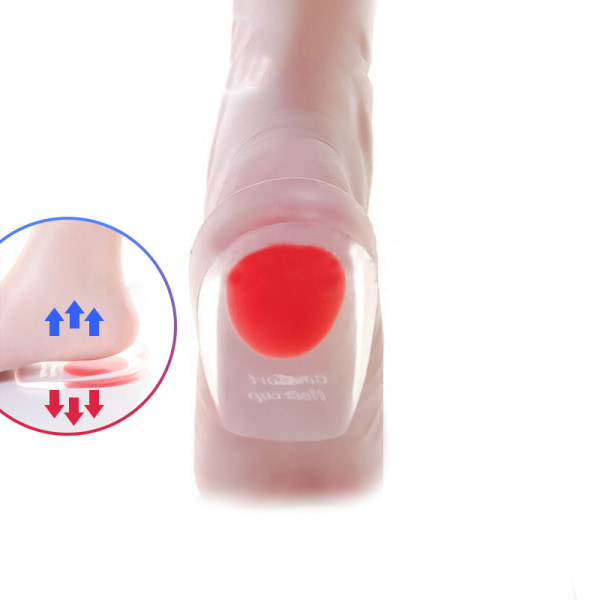 2 Par Silicon Gel Heel Cushion Care Half Heel Insole Pad red large-2 pair