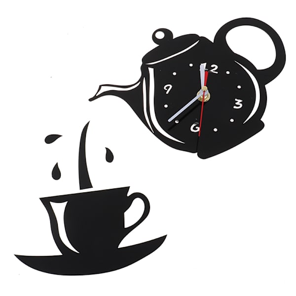 DIY Akryl Kaffe Kop Te Kande 3D Væg Ur Dekorative Silver