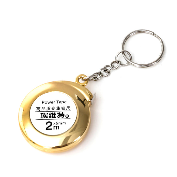 Mini nøglering Målebånd 2m Mål Lille stållineal Gold