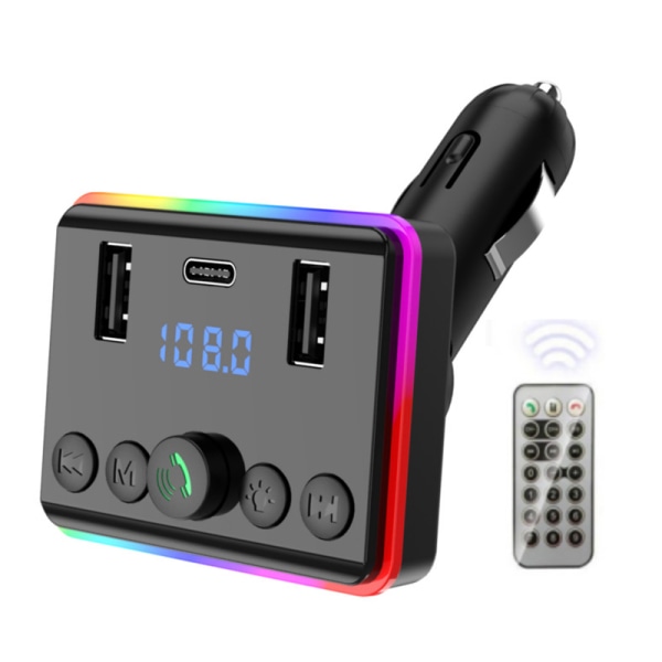 Trådløs bil Bluetooth FM-sender PD USB-modulatorlys A1