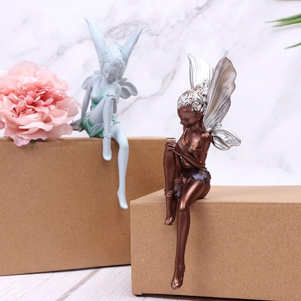 Blomma Fairy Staty prydnad figurer med vingar Harts hantverk Coffee