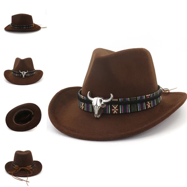 Cowboyhatt Stetson Style Fedora Summer Bred Brätte Cap Coffee