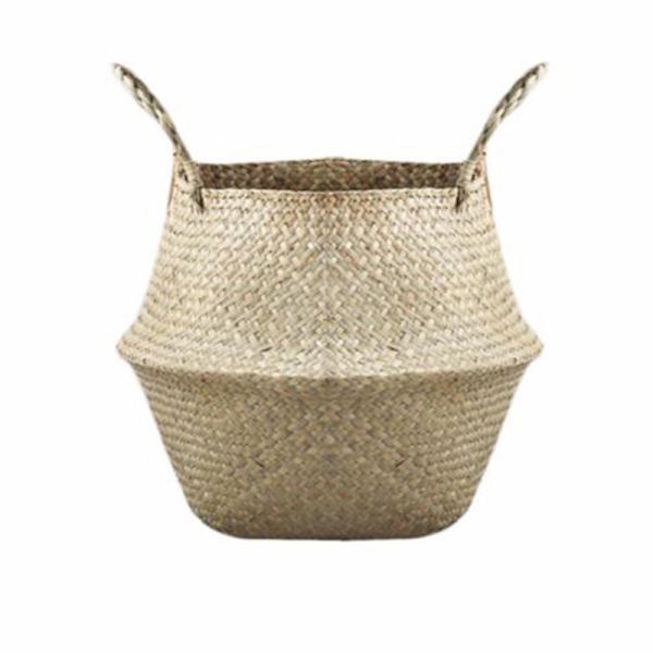 Basket Rotting Folding Wicker Handtak Rund Natural Sea Grass St as the picutre