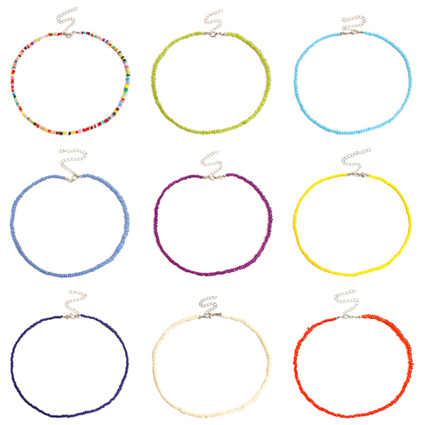 Boheemi käsintehty Rainbow Beads Choker kaulakoru karkkiväri Multicolor