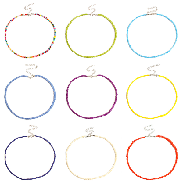 Bohemian Handmade Rainbow Beads Choker Halsband Candy Color Yellow