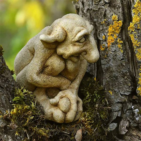 Gotisk skulptur venlig trold statue støbt sten have statue 1PC