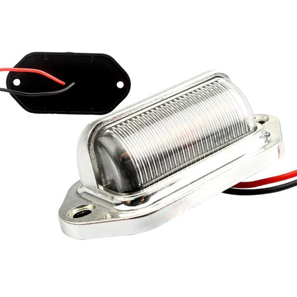 Chrome 6 LED-nummerskilt merkelyslampe for lastebil SUV-tilhenger Silver
