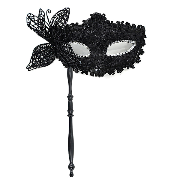 Halloween Party Naamio Holding Stick Naamiaisnaamiolla Black