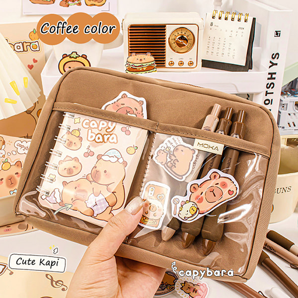 Kawaii Capybara blyantæske kosmetik taske kontorartikler one size