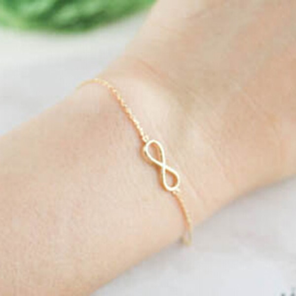 Mode og lille 8-ords Infinity Charm Chain Bridesmaid Armbånd Gold