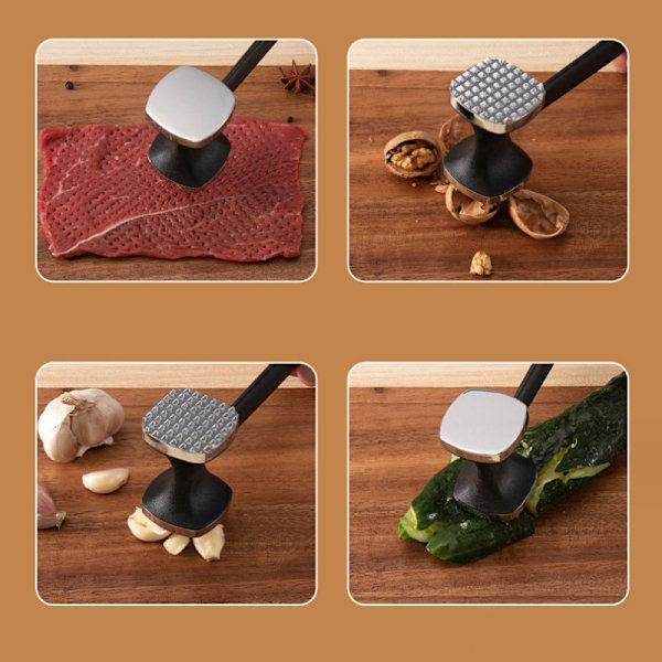 Steak Hammer Dobbeltsidet Kød Mørning Kød Pounder Hammer Silver