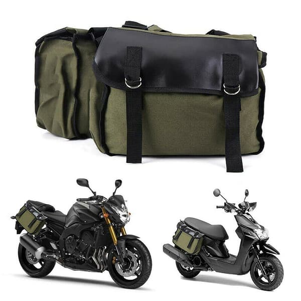 Motorcykel Touring Saddle Bag Touring Saddle Canvas Bagage Green