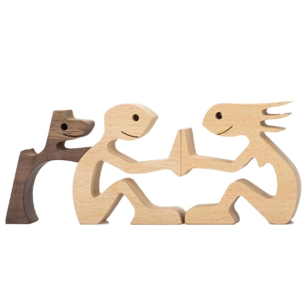 Familie Puppy Wood Hunde Craft Figur Desktop Ornament type-D