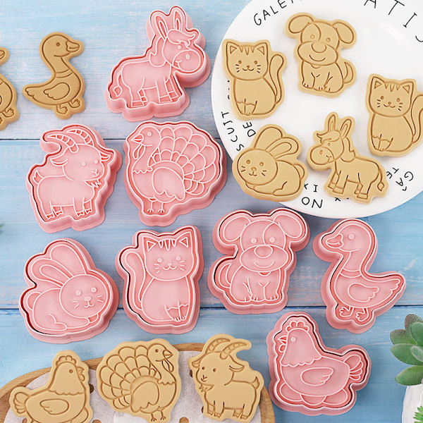 8 stk Kjeksform Cookie ters Stempel Press Bakeverktøy
