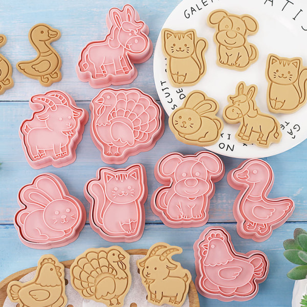 8st Form Cookie ters Stämpel Press Bakverktyg