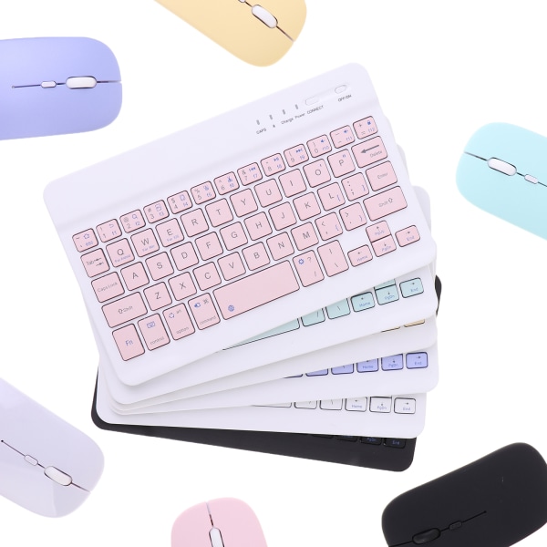 Trådløst tastatur, nettbrett, Bluetooth-tastatur og mus White