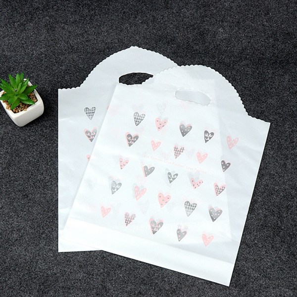 50 st/pack Plastpåsar Love Heart Pattern Shopping Bags
