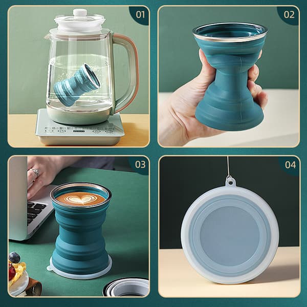 Sammenfoldelig Vandkop 320ml Foldbare Silikone Kaffekopper Krus Blue