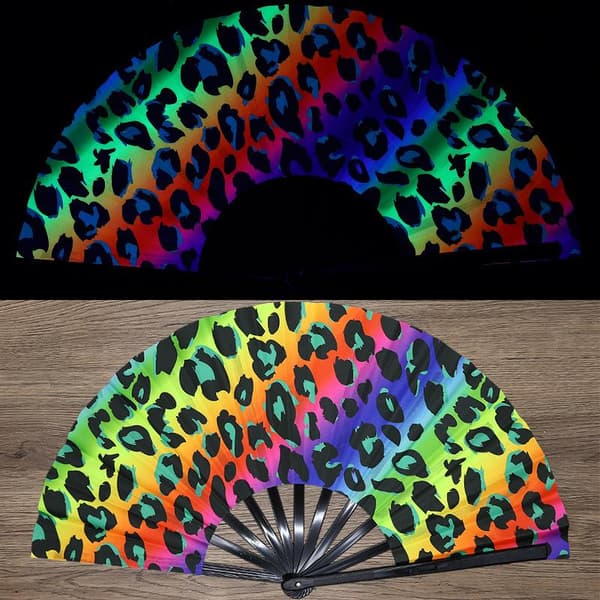 Kung Fu Fläkt UV Tryck Fluorescerande Fläkt Bambu Ben Vikbar L