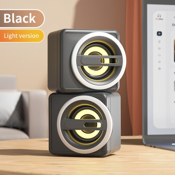 Tietokoneen kaiuttimet Sound Box HIFI Stereo LEDillä Black 4329 | Black |  Fyndiq