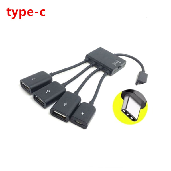 4 Port Micro USB 2.0 HUB 4-I-1 OTG Hub strømadapterkabel A