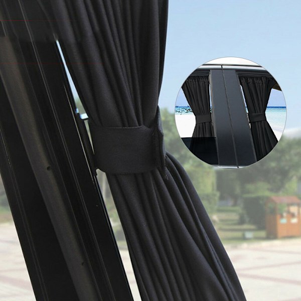 2 st bilsolskyddsgardiner med UV-skydd för sidorutor Black