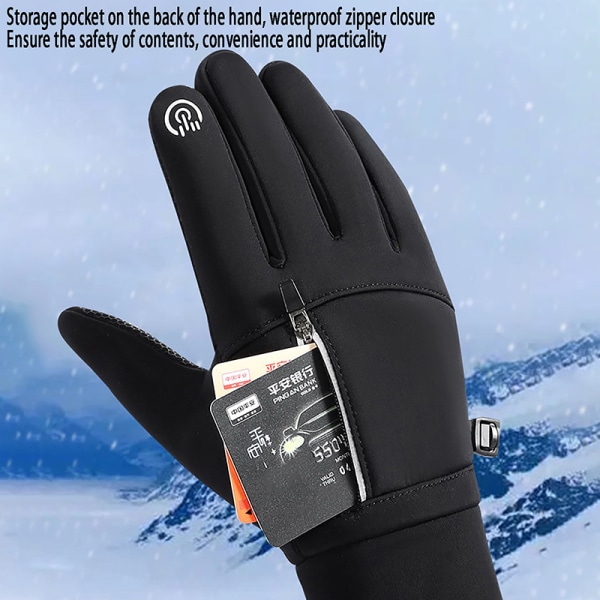 Touch Winter Thermal Warm Full Finger hansker Black L