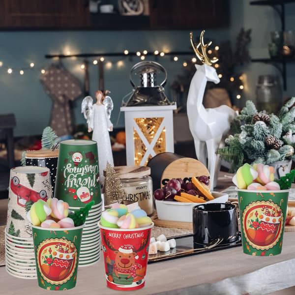 120 st 27 cl Jul Engångsmuggar Förtjockade Julkaffe Beige