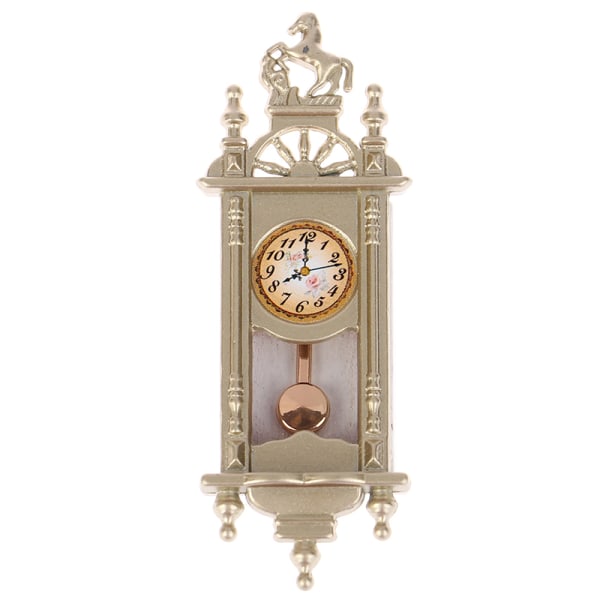 Dukkehus Scene rekvisitter Roman Clock Levende anheng klokke Silver