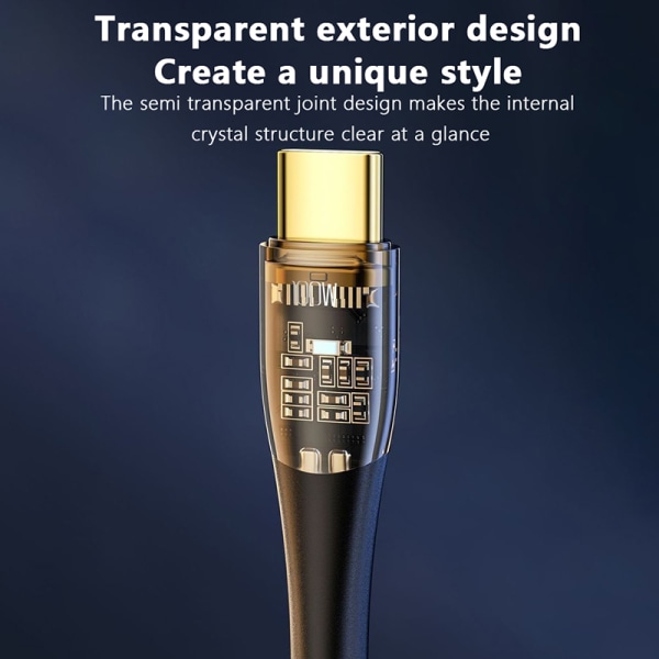 120W Transparent Type-C-kabel Snabbladdning USB-C-kabel B-1m