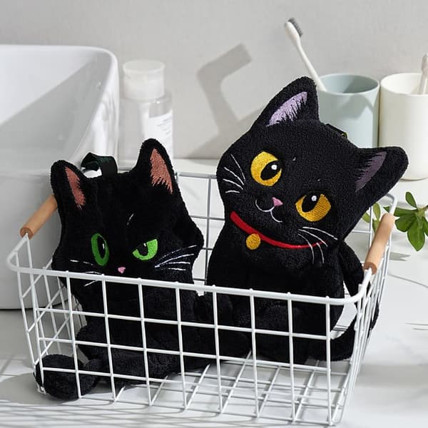 Tecknad katt handduk djur form absorberande handduk kök 2PCS