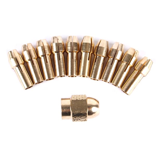 10/11 stk mini borespændepatron 0,5-3,2 mm diameter messing patroner silver +11pcs