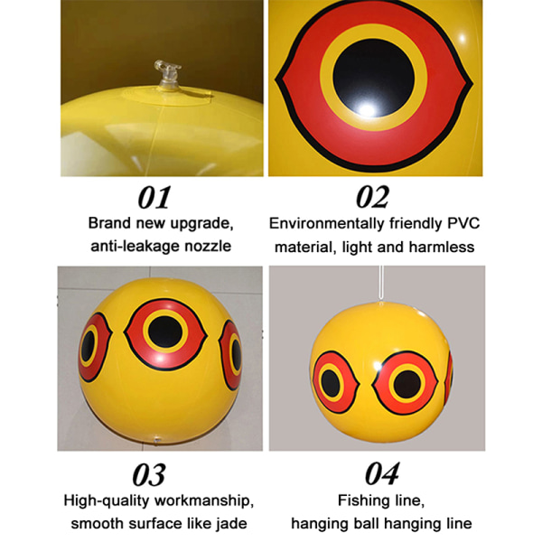 Anti Bird Uppblåsbar Repeller Skrämma Eye Ballonger Farm Protector Yellow