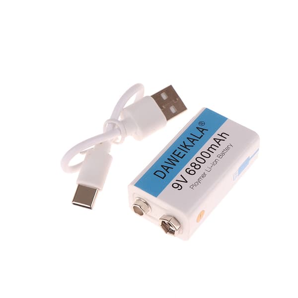 9V 6800mAh Li-ion Genopladeligt Batteri M USB Opladerkabel Til one size