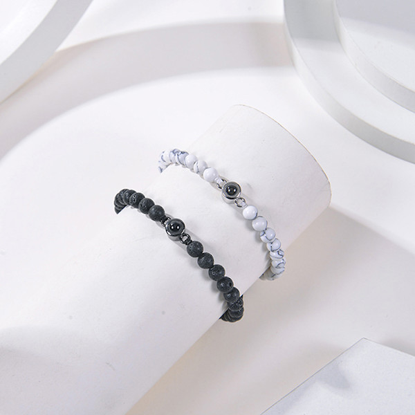 "I Love You" Armband Personligt fotoprojektionsarmband Black B