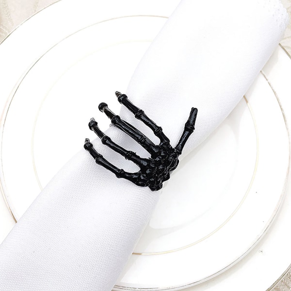 6st ihåliga servettringar Halloween Skeleton Hand Bordsring Gold